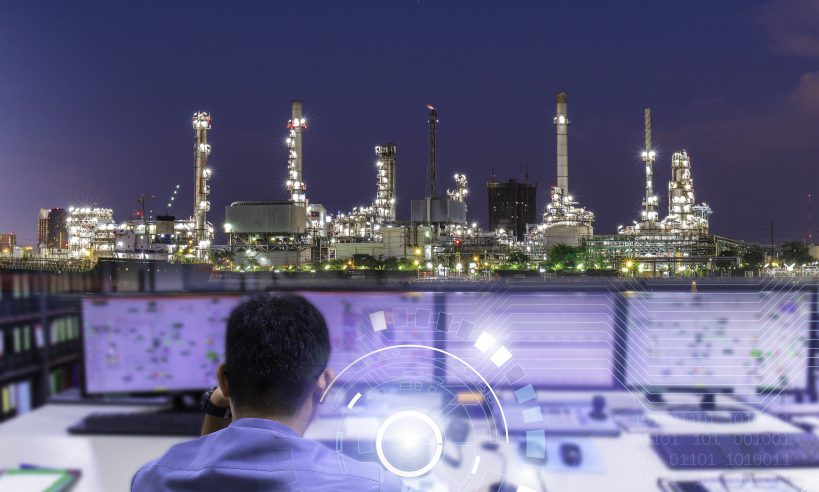 Double exposure of Engineering works with the tablet in the prod